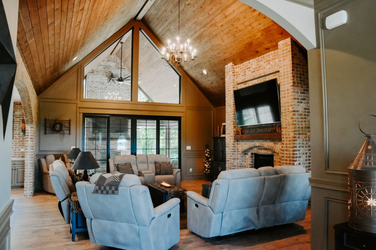 beautifully designed living space Cornerstone Builders finished living area